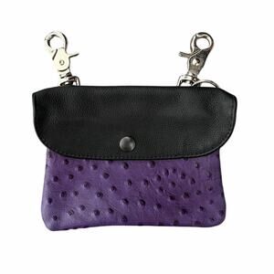 Jamin Leather Belt Pouch Clip Purple Black Ostrich